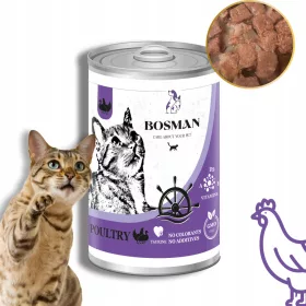    BOSMAN nedves eledel dobozban minden fajtájú macskának BAROMFIVAL 24x415 g