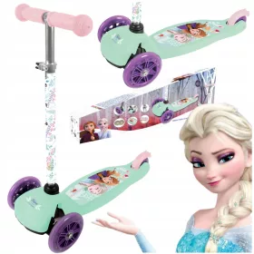    Háromkerekű robogó Seven 9949 fehér, lila, rózsaszín, zöld + hét Frozen kormányszalag 2 db