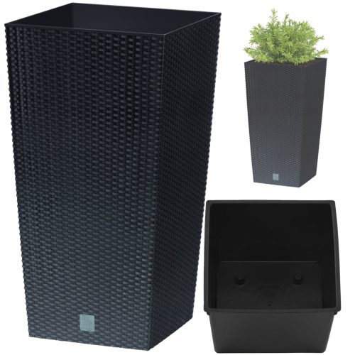  Prosperplast virágcserép 22 cm x 22 x 42 cm átmérőjű 10 cm műanyag szürke és ezüst árnyalatok