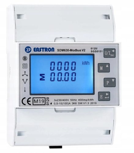 Háromfázisú EASTRON SDM630M Modbus V2 100A MID számláló