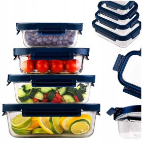    Légmentesen záródó üveg ételtároló edények tároláshoz Ebéddoboz 4x
