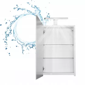   Fehér Fürdőszoba szekrény tükörrel 50 x 60 cm Lámpa LED világítás