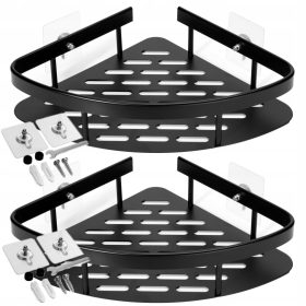    FÜGGETŐ SAROK FÜRDŐSZOBA POLC, ALUMÍNIUM, RAGASZTÓ TÜSEKES