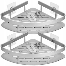   FÜGGETŐ SAROK FÜRDŐSZOBA POLC, ALUMÍNIUM, RAGASZTÓ TÜSEKES