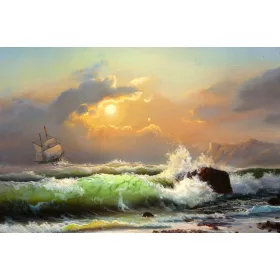   Falfestészet - VÁSZONFESTMÉNY NAPLEMENTE A TENGERNÉL NAGY 100 x 70 HÁLÓSZOBÁBA, NAPPALIBA