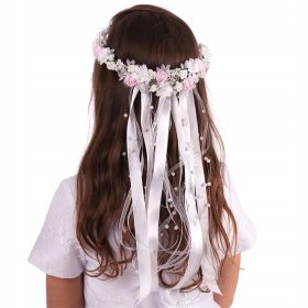    Rózsaszín és fehér úrvacsora koszorú gyöngyökkel, úrvacsora koszorúk, úrvacsora WM47-21