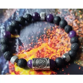    VALKNUT RÚNA KARKÖTŐ, LÁVAKŐ, AMETIST, FÉRFI, NŐI, EGYEDI MÉRETBEN