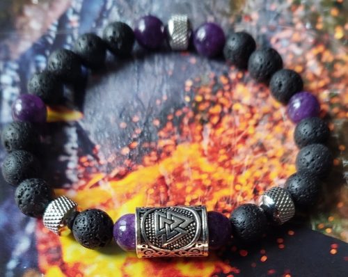  VALKNUT RÚNA KARKÖTŐ, LÁVAKŐ, AMETIST, FÉRFI, NŐI, EGYEDI MÉRETBEN