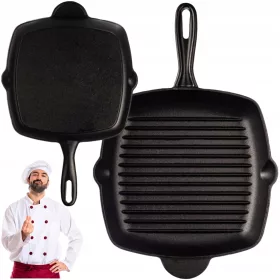    Zilner hagyományos serpenyő, GRILL PAN, 27 cm, öntöttvas