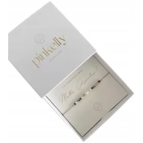    Meghívó ajándék KERESZTanyának, kövekkel díszített karkötő dedikációval