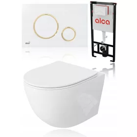    GEB WC készlet, rejtett keret AlcaPlast, WHITE GOLD GLOSS gomb