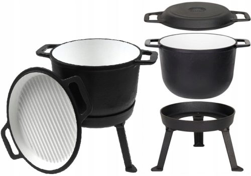  Rossner Álló Zománcozott Bogrács 10 l Grill fedéllel