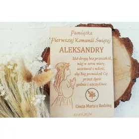    Üdvözlőlap, fa boríték úrvacsorához, szentáldozáshoz, emléktárgy