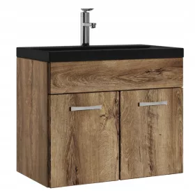    Fürdőszoba függő szekrény Lefkas tölgy 60x35cm MOSÓ FEKETE MATT Etna