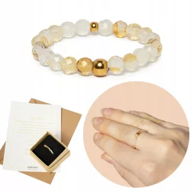   CITRINE GYŰRŰ - természetes kövek - BŐSÉG - L-es méret