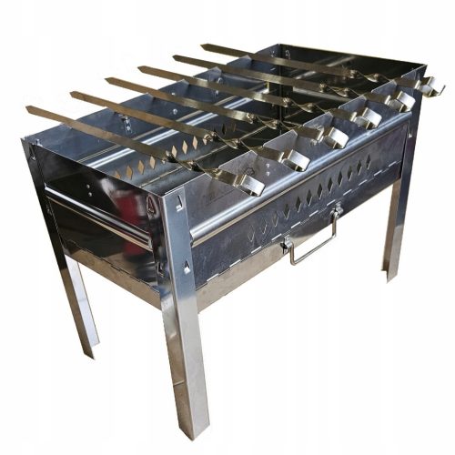  ÖSSZEHAJTHATÓ GRILL AISI430 ROZSDAMENTES ACÉL MANGÁL NYÁRSOK TÜSEK BURKOLAT