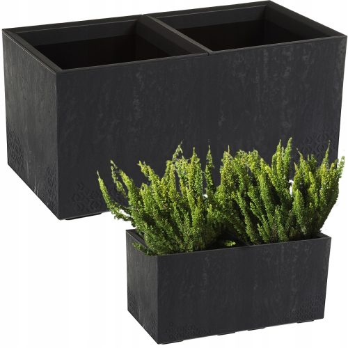  Lamela virágcserép 80 cm x 40 x 40 cm műanyag fekete, szürke és ezüst árnyalatai