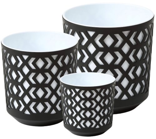  Lamela virágcserép 14 cm x 14 x 15 cm átmérő 14 cm műanyag fehér, fekete + 2 egyéb termék