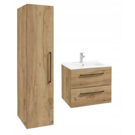    Függesztett mosdószekrény 50cm + oszlop 140cm Gold Craft tölgy