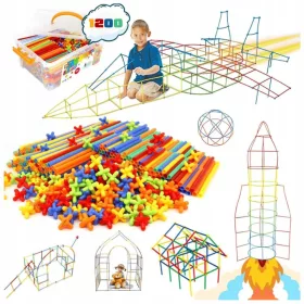    KREATÍV SZETT Építőblokkok Szalmacsövek Csövek Box 1200 db