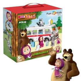   Masha and the Bear Blocks Ambulance Mentőjáték gyerekeknek, telitalálatos ajándék