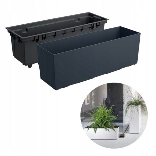  Prosperplast virágcserép 58 cm x 18 x 19,5 cm átmérője 20 cm műanyag fekete