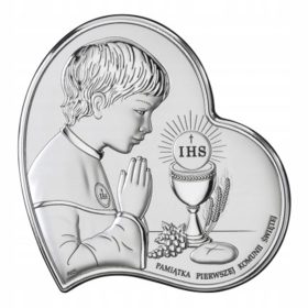    SZENTÁLDOZÁS AJÁNDÉK Ezüst áldozási kép metszet FIÚ