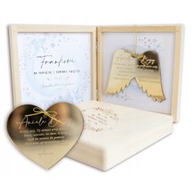    Közösségi ajándékdoboz imával Arany szív szárnyakkal AJÁNDÉK