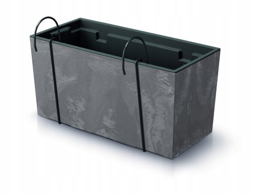  Prosperplast virágcserép 39,5 cm x 18,5 x 19,5 cm átmérője 40 cm műanyag grafit, szürke és ezüst árnyalatai