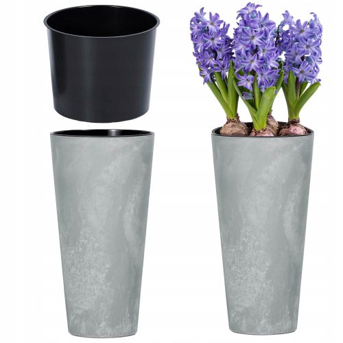  Prosperplast virágcserép 20 cm x 20 x 38,1 cm átmérő 20 cm műanyag szürke és ezüst árnyalatok