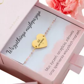    Ajándékba vésett szívvel ellátott karkötő barátnak, aranyozott acélból