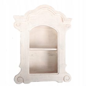   Fából készült fehér polc a nappaliba rusztikus stílusban