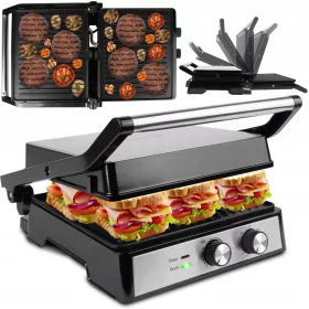    Érintkezős, összecsukható, hagyományos elektromos grill MalTec SM4500W ezüst/szürke 2500 W