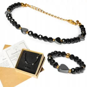    Karkötő és Gyűrű Turmalin Hematit kövek készlet NŐNAPRA