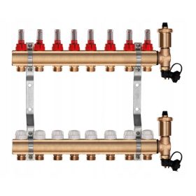 Sárgaréz elosztó padlófűtéshez, 8 szekció