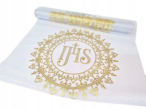  Organza IHS felirattal aranyozott úrvacsorához úrvacsoraasztal futó 38cm/4,5mb