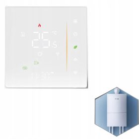    ZIGBEE Intelligens kazán fűtési termosztát, fekete, programozható, fehér