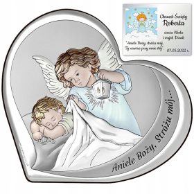    Keresztelőajándék Angyalkép Ezüst Keresztségi Emléktárgy úrvacsora + SZÖVEG