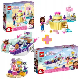    LEGO Friends 1207541 LEGO GABI HAJÓ ÉS SPA KÉSZLET MERMAID BABAHOZ CACSKAHÁZ + LEGO Gabi macskaháza 10785 Torta sütés Łakotekkel