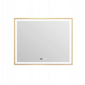    LED fürdőszobai tükör 80x120 ANTIFOG arany keretes megvilágított NAGY