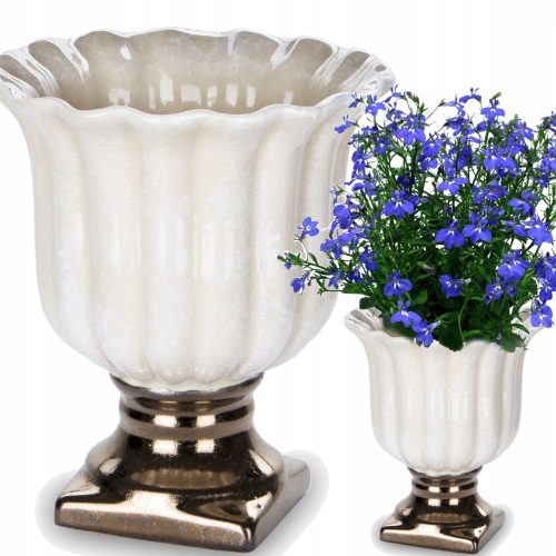  Duwen virágcserép 14,5 cm x 14,5 x 16 cm átmérőjű 14,5 cm kerámia krém, sárga és arany árnyalatai
