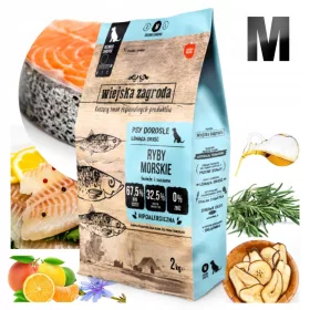    Wiejska Zagroda hipoallergén száraz kutyaeledel tengeri hal 2kg M