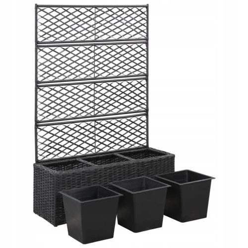  VidaXL virágcserép 83 cm x 30 x 130 cm műanyag fekete