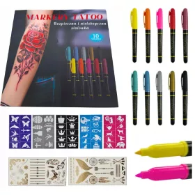    Tetoválások Gyermekeknek Mosható Tetoválások Gyermekeknek Sablonok + 10x filctoll