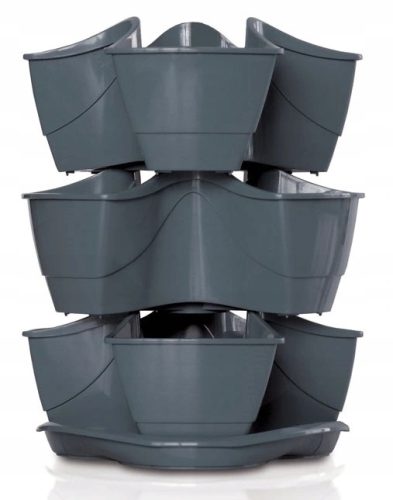 Prosperplast virágcserép 29,5 cm x 29,5 x 38 cm átmérőjű 29,5 cm műanyag szürke és ezüst árnyalatok
