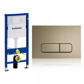    GEBERIT DUOFIX BASIC WC garnitúra, rejtett keret, GOLD MATT MEXEN gomb