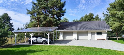 Fotovoltaikus telepítés kocsibeállóba, kocsibeállóba, pavilonba, autóba 10 kWp
