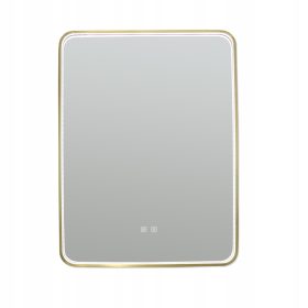    LED fürdőszobai tükör 60x80 cm téglalap alakú arany keretben ANTIFOG