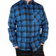 Férfi flanel munkaing 100% PAMUT kék kockás ing -3XL
