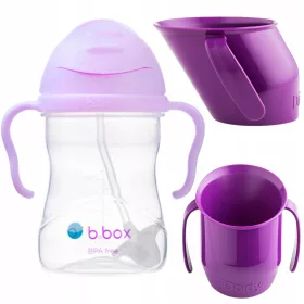    B.box Gelato palack szalma lilával BB00518 + Doidy Cup inni tanuláshoz 200 ml lila